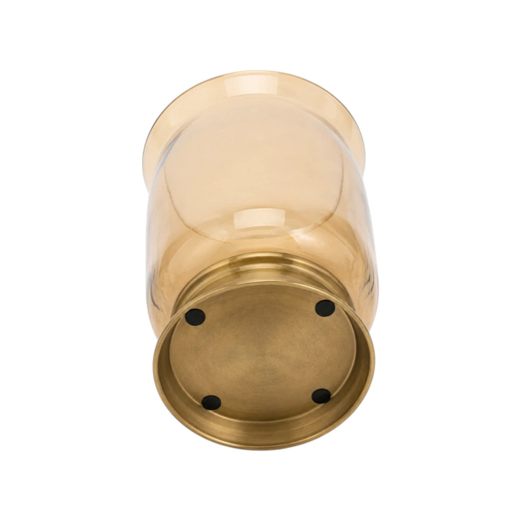 Zevrix Glass Hurricane Candle Holder with Gold Metal Base