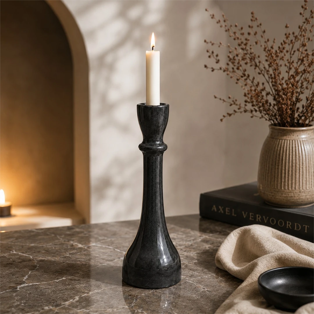 Zevrix Modern Black Ceramic Taper Candle Holder for Home