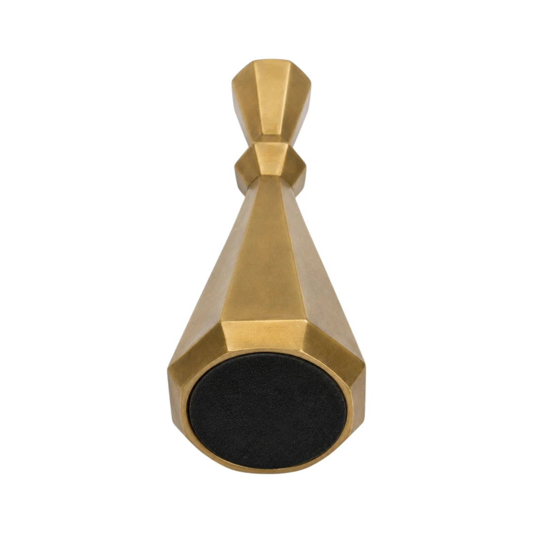 Zevrix Modern Brass Taper Candle Holder with Geometric Design