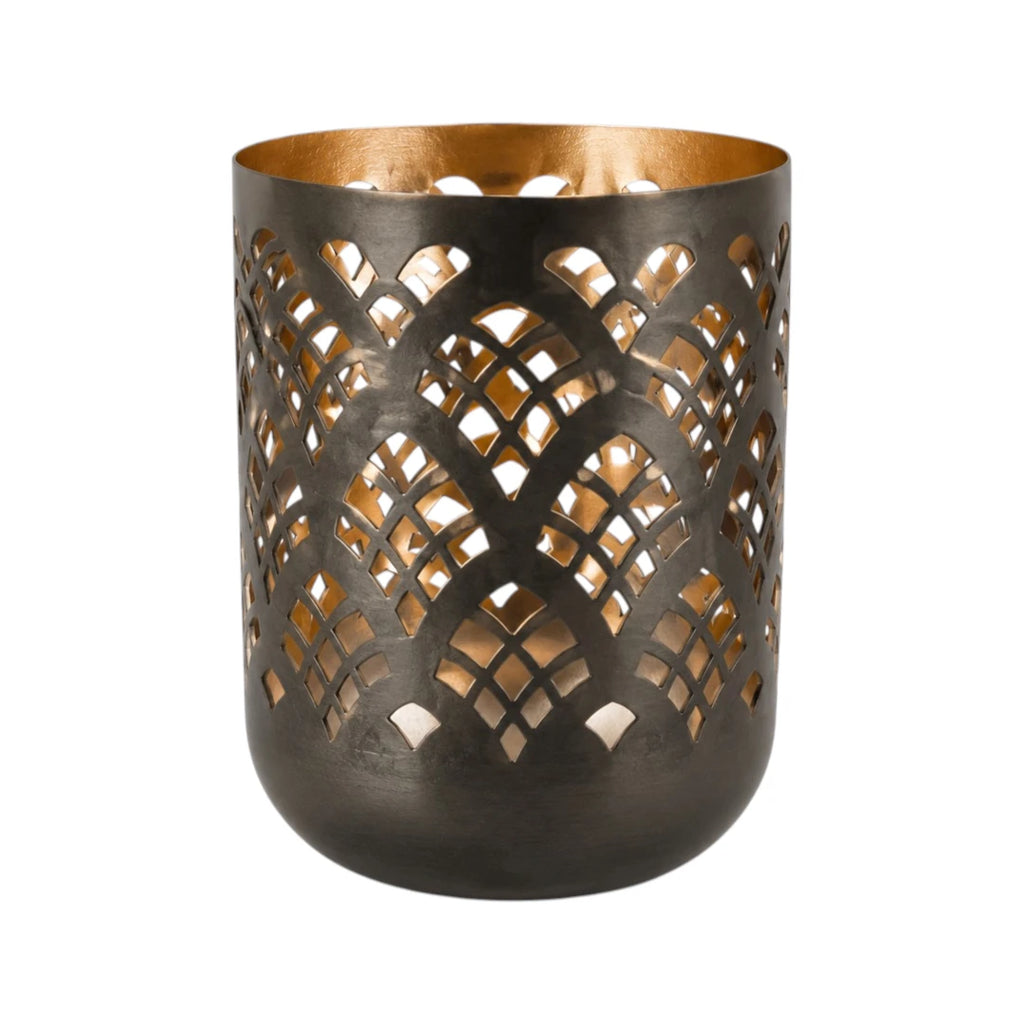 Zevrix Modern Metal Votive Candle Holder with Cutout Design