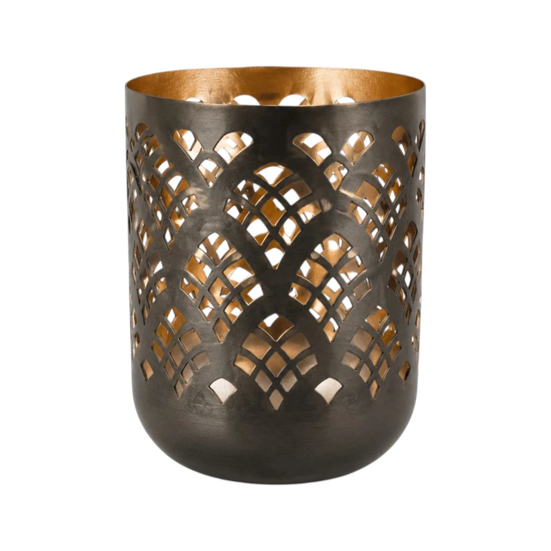 Zevrix Modern Metal Votive Candle Holder with Cutout Design