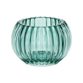 Zevrix Ribbed Glass Tealight Candle Holder in Aqua Green