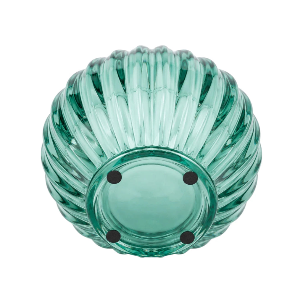 Zevrix Ribbed Glass Tealight Candle Holder in Aqua Green