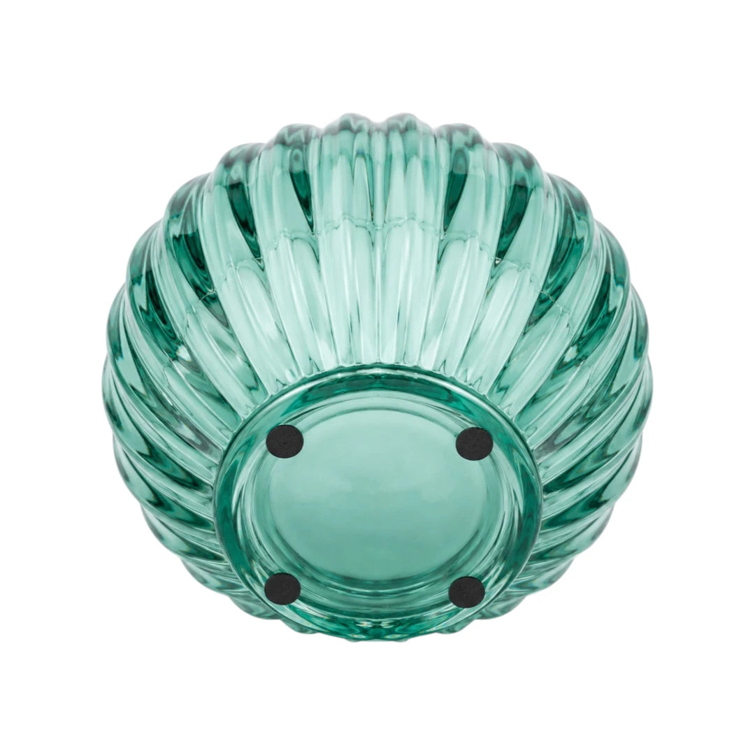 Zevrix Ribbed Glass Tealight Candle Holder in Aqua Green