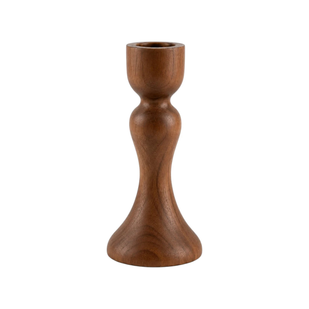 Zevrix Solid Wood Taper Candle Holder – Walnut Brown