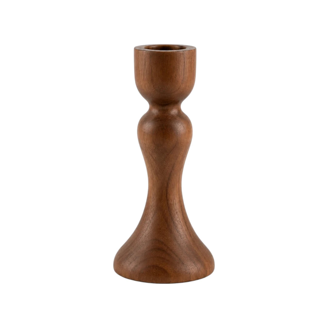 Zevrix Solid Wood Taper Candle Holder – Walnut Brown