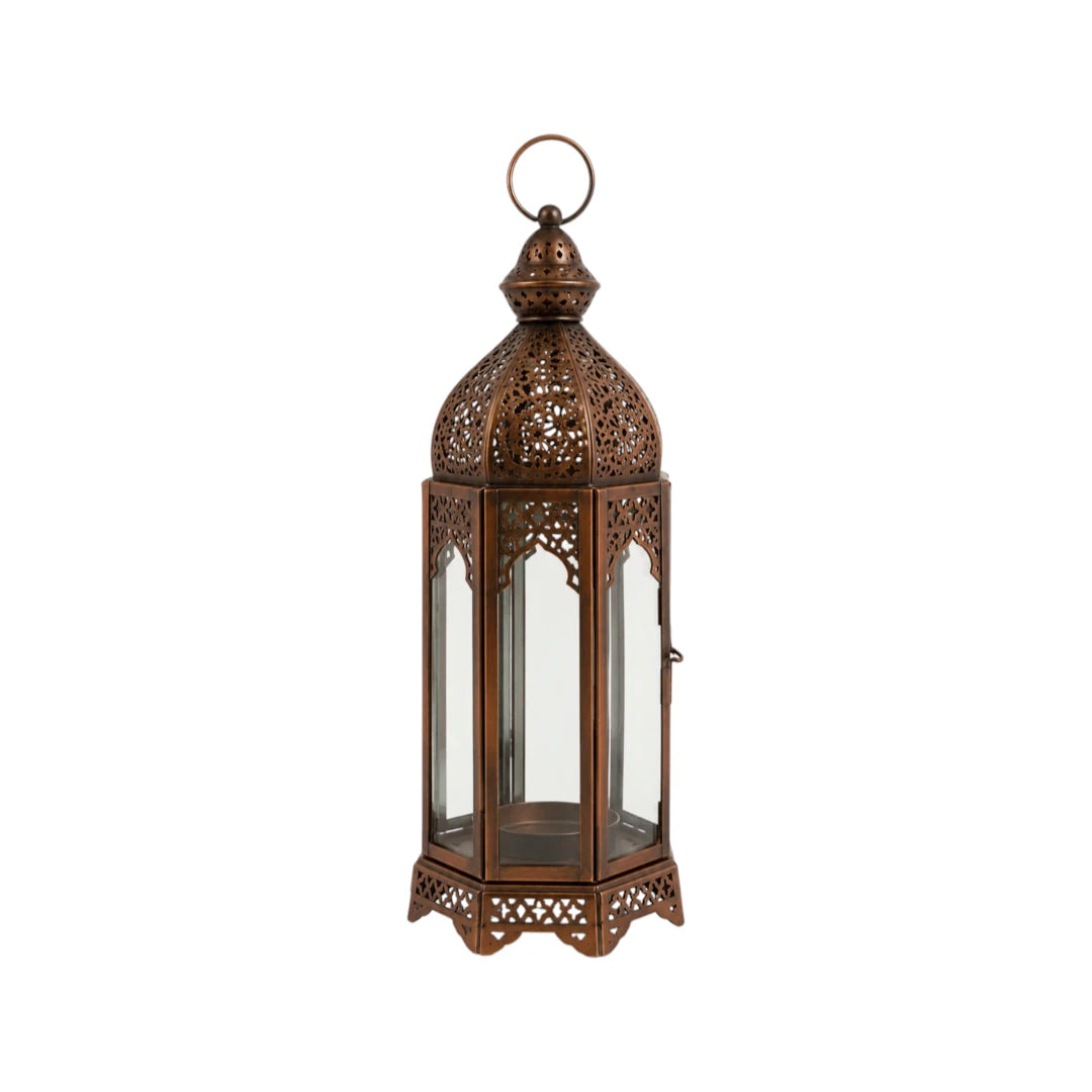 Zevrix Vintage Bronze Decorative Metal Lantern Candle Holder