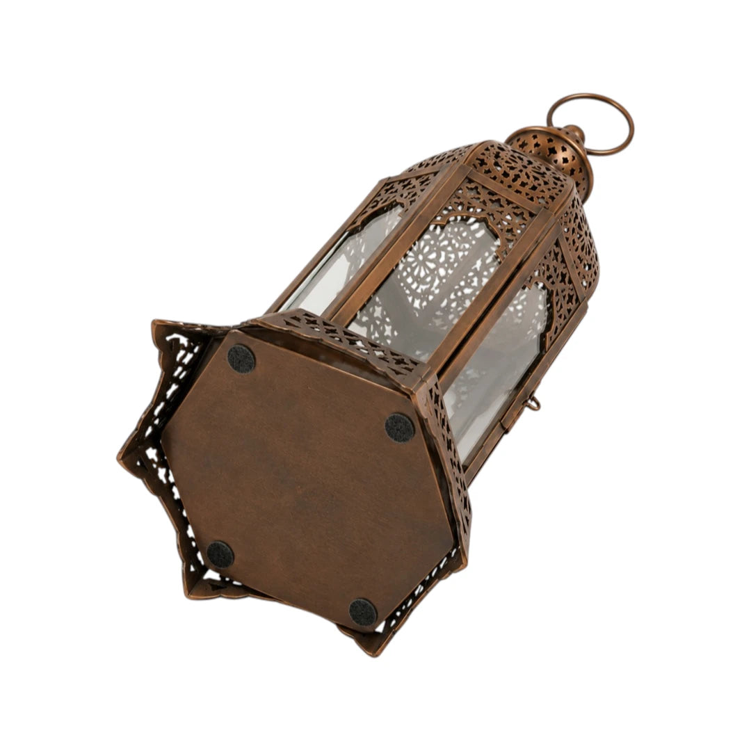 Zevrix Vintage Bronze Decorative Metal Lantern Candle Holder